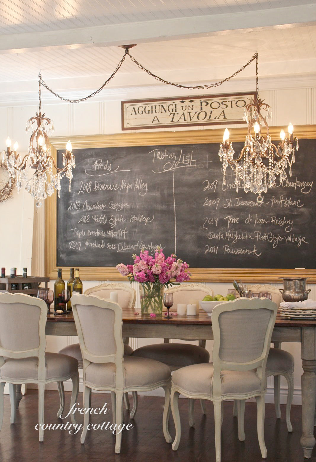 French country decorating calls for touches of crystals.