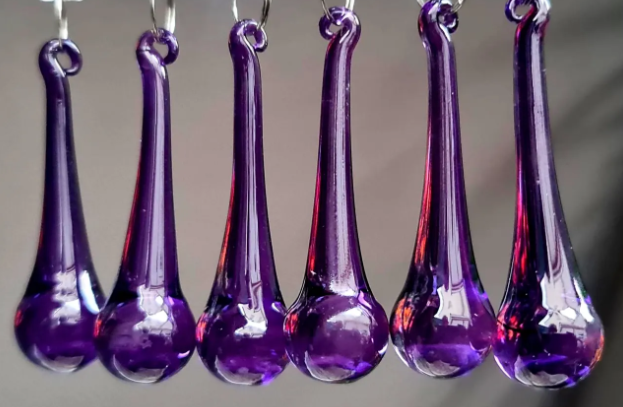 Dark Purple Glass Wands – Faceted Crystal Prisms