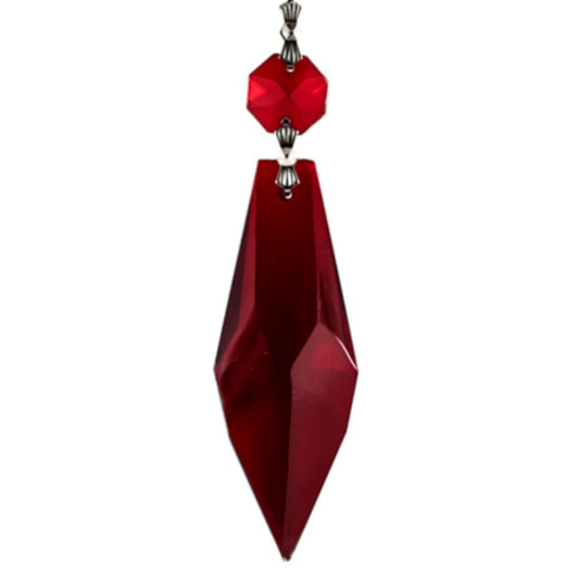 red chandelier prisms